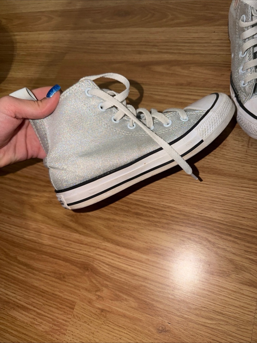 Converse Kids White Glitter High-Top Sneakers with Iridescent Patch